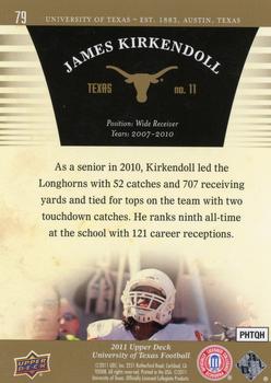 2011 Upper Deck University of Texas - Gold #79 James Kirkendoll Back