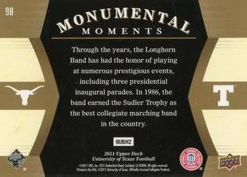 2011 Upper Deck University of Texas - Gold #98 Longhorn Band Back