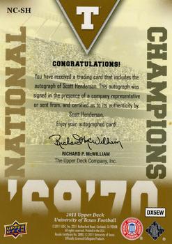 2011 Upper Deck University of Texas - National Champions Autographs #NC-SH Scott Henderson Back