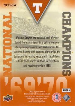 2011 Upper Deck University of Texas - National Champions Duos #NCD-SW Cotton Speyrer / Steve Worster Back