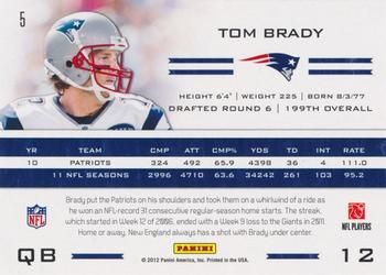 2011 Panini Totally Certified #5 Tom Brady Back