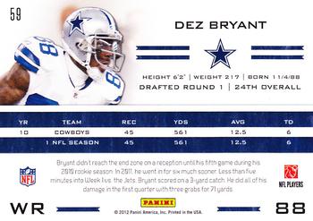 2011 Panini Totally Certified #59 Dez Bryant Back