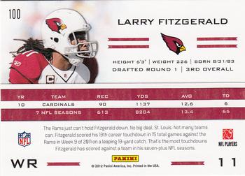 2011 Panini Totally Certified #100 Larry Fitzgerald Back