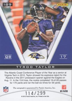 2011 Panini Totally Certified #189 Tyrod Taylor Back