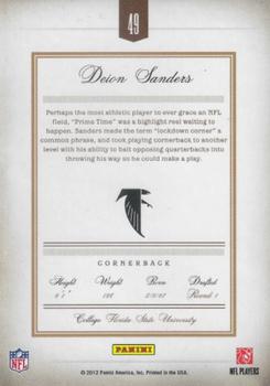 2011 Panini Prime Signatures #49 Deion Sanders Back