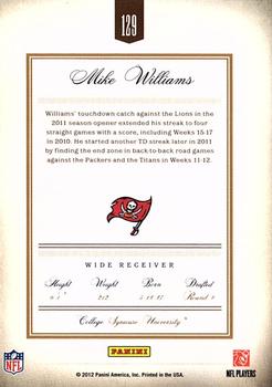 2011 Panini Prime Signatures #129 Mike Williams Back