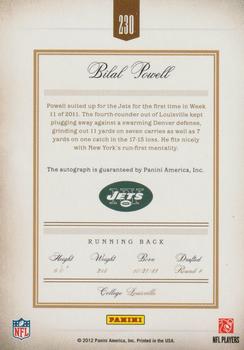 2011 Panini Prime Signatures #230 Bilal Powell Back