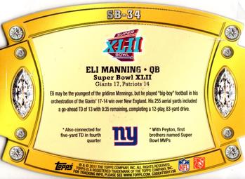2011 Topps - Super Bowl Legends Giveaway Die Cut #SB-34 Eli Manning Back