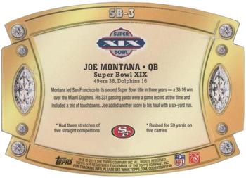 2011 Topps - Super Bowl Legends Giveaway Die Cut #SB-3 Joe Montana Back