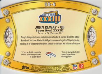 2011 Topps - Super Bowl Legends Giveaway Die Cut #SB-6 John Elway Back
