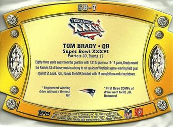 2011 Topps - Super Bowl Legends Giveaway Die Cut #SB-7 Tom Brady Back