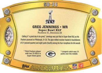 2011 Topps - Super Bowl Legends Giveaway Die Cut #SB-36 Greg Jennings Back