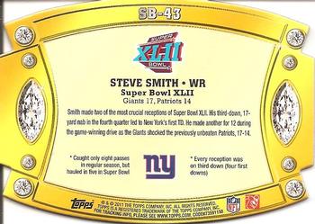 2011 Topps - Super Bowl Legends Giveaway Die Cut #SB-43 Steve Smith Back