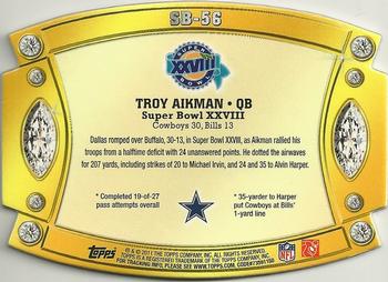 2011 Topps - Super Bowl Legends Giveaway Die Cut #SB-56 Troy Aikman Back