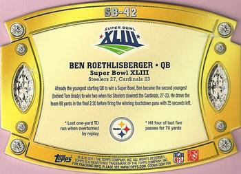 2011 Topps - Super Bowl Legends Giveaway Die Cut #SB-42 Ben Roethlisberger Back