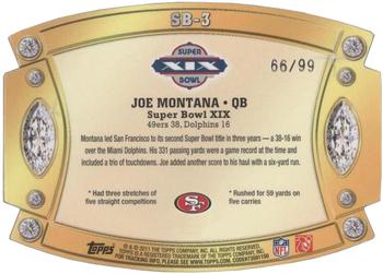2011 Topps - Super Bowl Legends Giveaway Die Cut Gold #SB-3 Joe Montana Back