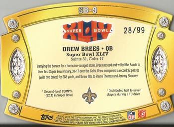 2011 Topps - Super Bowl Legends Giveaway Die Cut Gold #SB-9 Drew Brees Back