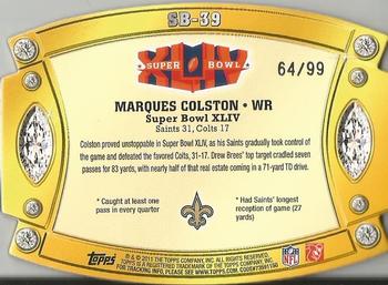 2011 Topps - Super Bowl Legends Giveaway Die Cut Gold #SB-39 Marques Colston Back