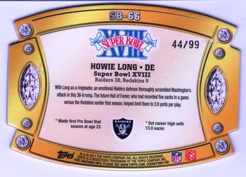 2011 Topps - Super Bowl Legends Giveaway Die Cut Gold #SB-66 Howie Long Back