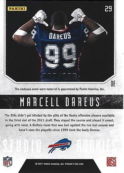 2011 Panini Rookies & Stars - Studio Rookies Materials #29 Marcell Dareus Back