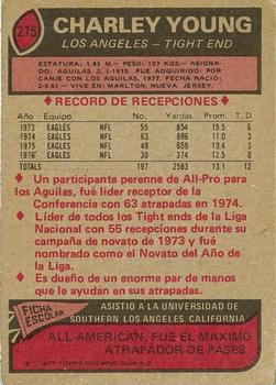 1977 Topps Mexican #275 Charle Young Back