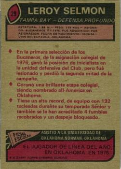 1977 Topps Mexican #29 Lee Roy Selmon Back