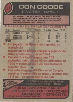 1977 Topps Mexican #97 Don Goode Back