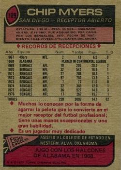 1977 Topps Mexican #109 Chip Myers Back