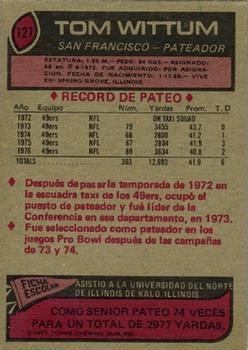 1977 Topps Mexican #127 Tom Wittum Back