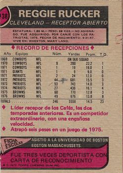 1977 Topps Mexican #138 Reggie Rucker Back