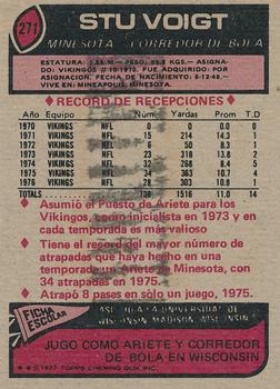 1977 Topps Mexican #271 Stu Voigt Back