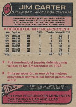 1977 Topps Mexican #287 Jim Carter Back