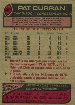 1977 Topps Mexican #403 Pat Curran Back
