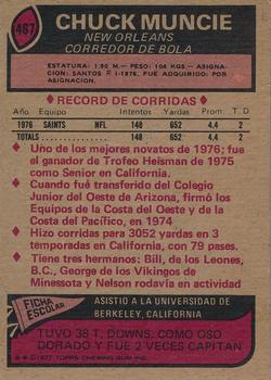 1977 Topps Mexican #467 Chuck Muncie Back