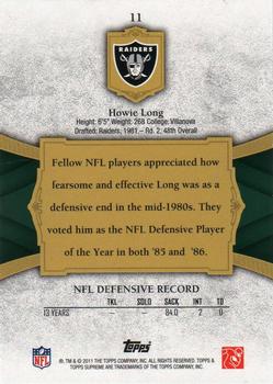 2011 Topps Supreme - Green #11 Howie Long Back