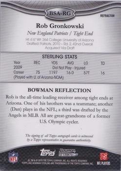 2010 Bowman Sterling - Black Refractors #BSARG Rob Gronkowski Back