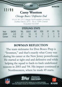 2010 Bowman Sterling - Blue Refractors #30 Corey Wootton  Back
