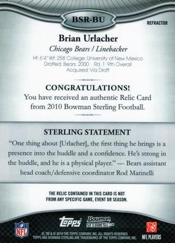 2010 Bowman Sterling - Blue Refractors #BSR-BU Brian Urlacher Back