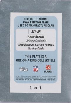 2010 Bowman Sterling - Printing Plates Cyan #BSAAR Andre Roberts Back