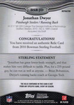 2010 Bowman Sterling - Refractors #BSRJD Jonathan Dwyer Back