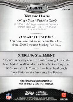 2010 Bowman Sterling - Refractors #BSRTH Tommie Harris Back