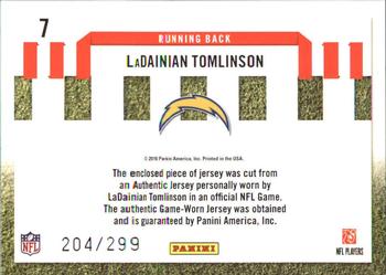 2010 Donruss Elite - Down and Distance Jerseys #7 LaDainian Tomlinson Back