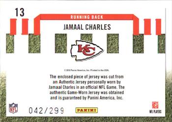 2010 Donruss Elite - Down and Distance Jerseys #13 Jamaal Charles Back