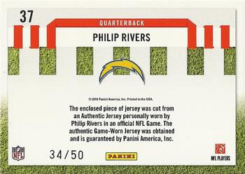2010 Donruss Elite - Down and Distance Jerseys Red Zone Prime #37 Philip Rivers Back