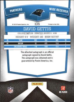 2010 Donruss Elite - Turn of the Century Autographs #106 David Gettis Back