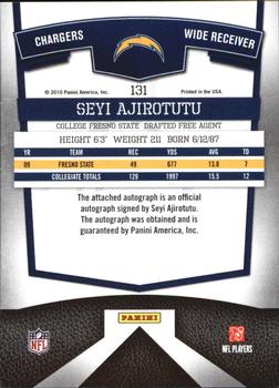 2010 Donruss Elite - Turn of the Century Autographs #131 Seyi Ajirotutu Back