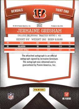2010 Donruss Elite - Turn of the Century Autographs #162 Jermaine Gresham Back