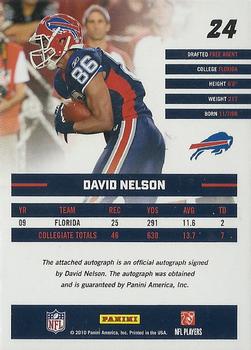 2010 Donruss Rated Rookies - Autographs #24 David Nelson  Back