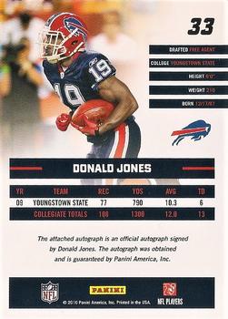 2010 Donruss Rated Rookies - Autographs #33 Donald Jones  Back