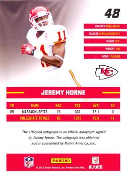2010 Donruss Rated Rookies - Autographs #48 Jeremy Horne  Back